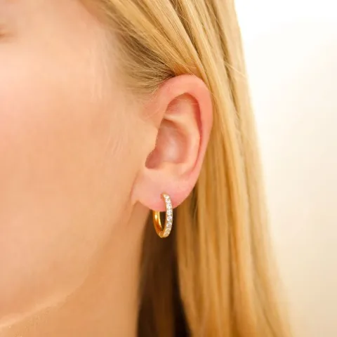 17 mm vandfaste zirkon creoler i forgyldt stål - OCEANA