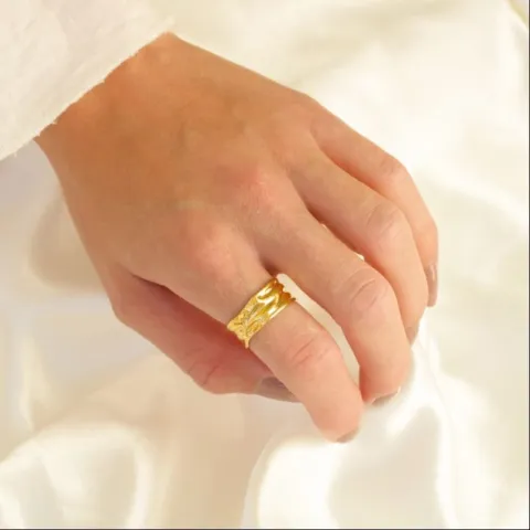 vandfast justerbar ring str. 54-58 i forgyldt stål - OCEANA