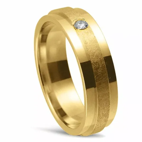 Bred Damering i 14 karat guld 0,06 ct