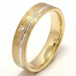 tofarvet diamant vielsesring i 14 karat guld.- og hvidguld 1 x 0,025 ct