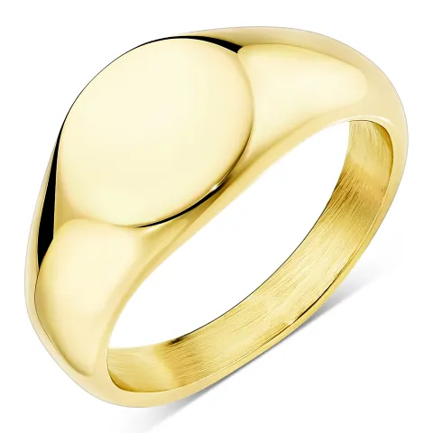 vandfast oval ring i forgyldt stål