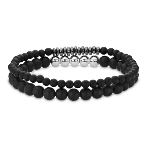 vandfast onyks armbånd i stål