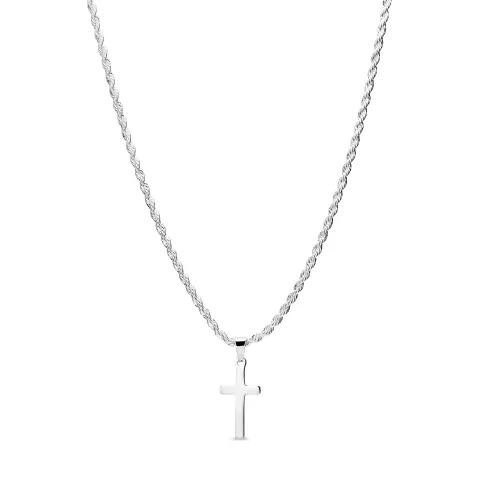 vandfast halskæde i stål med korsvedhæng i stål