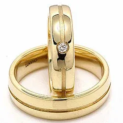 Vielsesringe i 14 karat guld 0,04 ct - sæt