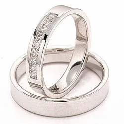 vielsesringe i 14 karat hvidguld 9 x 0,015 ct - sæt
