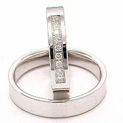 vielsesringe i 14 karat hvidguld 9 x 0,015 ct - sæt