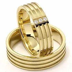 Vielsesringe i 14 karat guld 0,018 ct - sæt