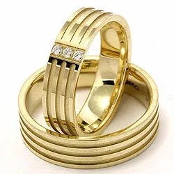 Vielsesringe i 14 karat guld 0,018 ct - sæt