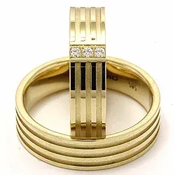 Vielsesringe i 14 karat guld 0,018 ct - sæt