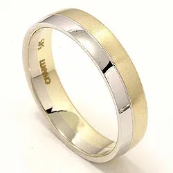 Mat og blank bred vielsesring i 14 karat guld.- og hvidguld