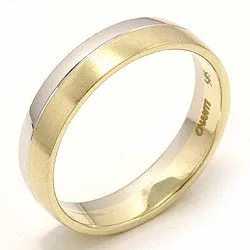 Mat og blank bred vielsesring i 14 karat guld.- og hvidguld