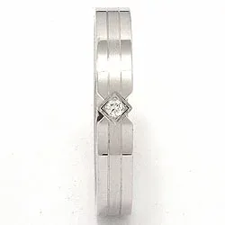 Vielsesring i 14 karat hvidguld 0,018 ct