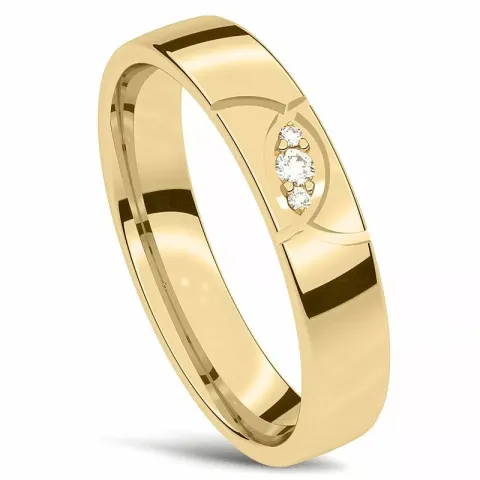 blank bryllupsring i 9 karat guld 0,018 ct og 0,006 ct