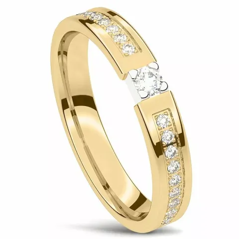 blank Damering i 14 karat guld.- og hvidguld 0,06 ct og 0,008 ct