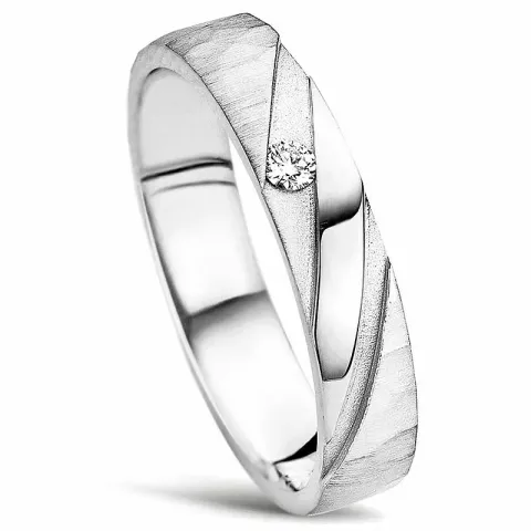 Hamret Damering i 14 karat hvidguld 0,04 ct