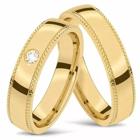 vielsesringe i 14 karat guld 0,05 ct - sæt