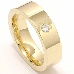 Bred brillant vielsesring i 14 karat guld 0,10 ct