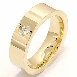 Bred brillant vielsesring i 14 karat guld 0,10 ct