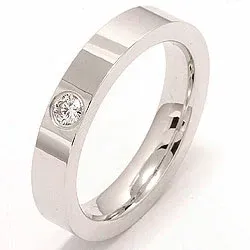 Elegant brillant vielsesring i 14 karat hvidguld 0,10 ct