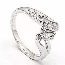 Elegant abstrakt ring i rhodineret sølv