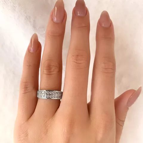 hvid ring i rhodineret sølv