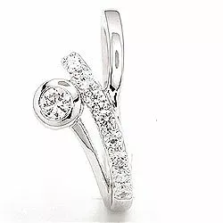 zirkon ring i rhodineret sølv