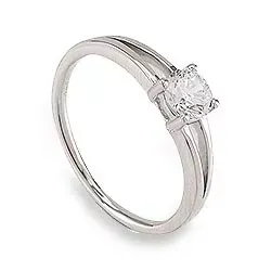 Fingerringe: zirkon sølv ring i rhodineret sølv