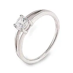 Fingerringe: zirkon sølv ring i rhodineret sølv