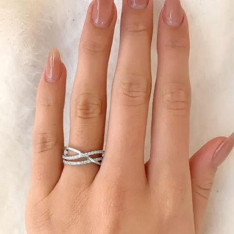 Ringe: zirkon sølv fingerring i rhodineret sølv
