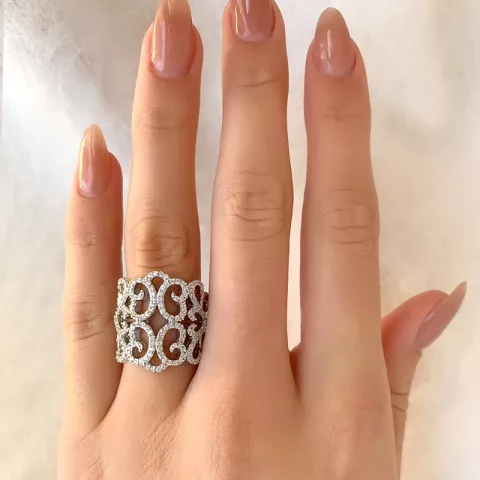 Fingerringe: zirkon ring i rhodineret sølv