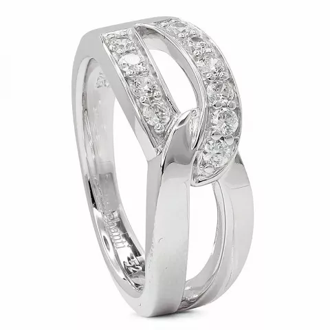 Ringe: abstrakt hvid zirkon ring i rhodineret sølv