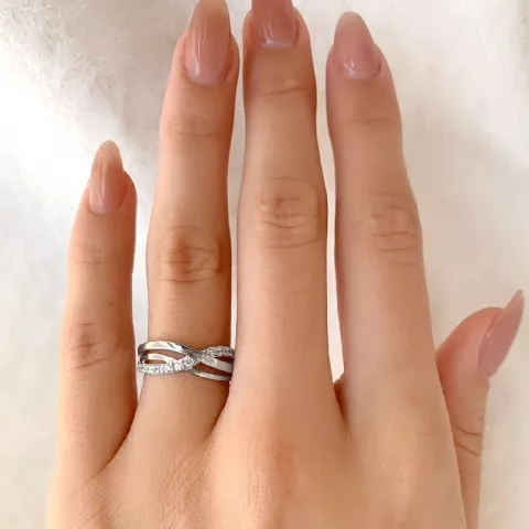 Blank hvid zirkon ring i rhodineret sølv
