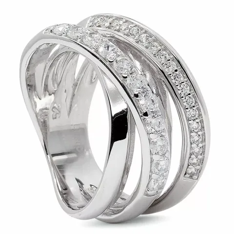 Stor zirkon ring i rhodineret sølv
