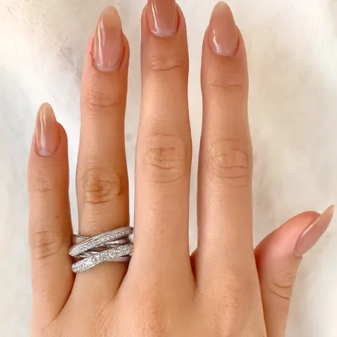 Stor zirkon ring i rhodineret sølv