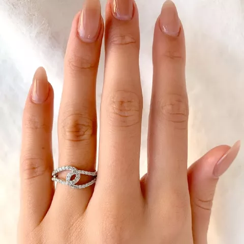 Ringe: hvid zirkon ring i rhodineret sølv