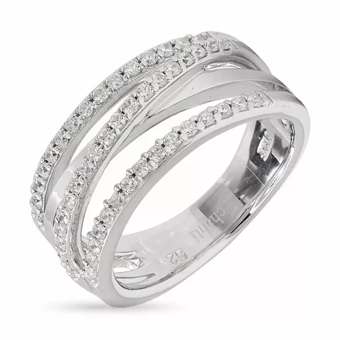 Stor struktureret zirkon ring i rhodineret sølv