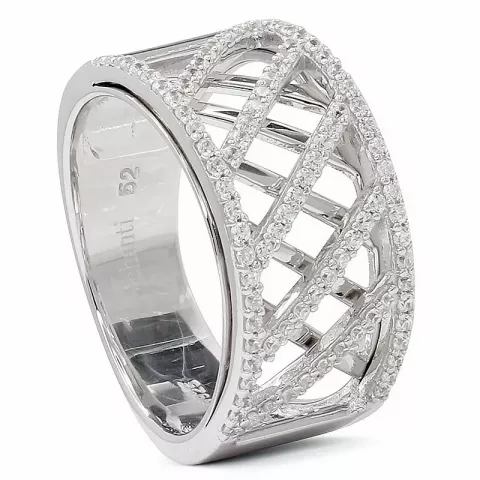 Elegant zirkon ring i rhodineret sølv