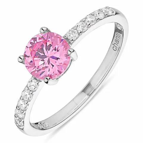 pink zirkon ring i sølv