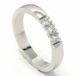 alliancering i 14 karat hvidguld 3 x 0,07 ct