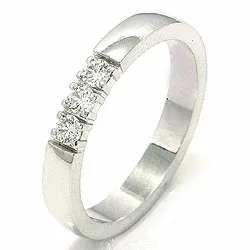 alliancering i 14 karat hvidguld 3 x 0,07 ct