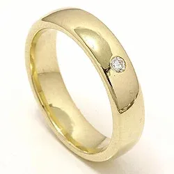 vielsesring i 14 karat guld 0,05 ct