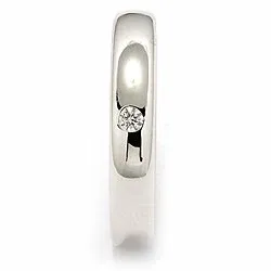 vielsesring i 14 karat hvidguld 0,05 ct