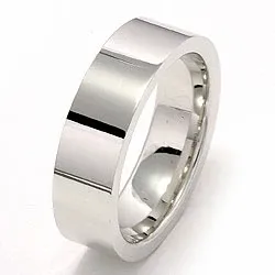 flad vielsesring i 14 karat hvidguld