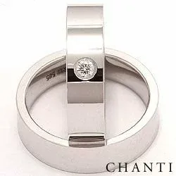 brede vielsesringe i 14 karat hvidguld 0,10 ct - sæt