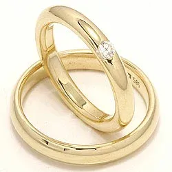 Vielsesringe i 14 karat guld 0,12 ct - sæt
