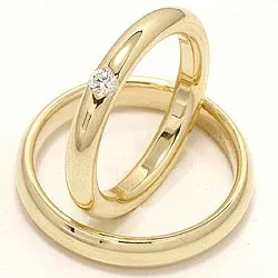 Vielsesringe i 14 karat guld 0,12 ct - sæt