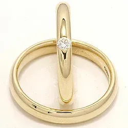 Vielsesringe i 14 karat guld 0,12 ct - sæt