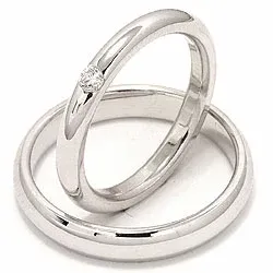 Vielsesringe i 14 karat hvidguld 0,070 ct - sæt
