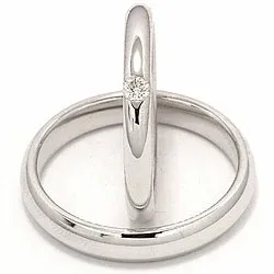 Vielsesringe i 14 karat hvidguld 0,070 ct - sæt