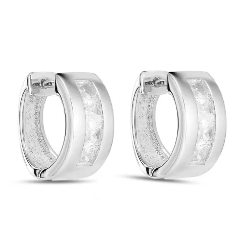 15 mm zirkon creoler i sølv